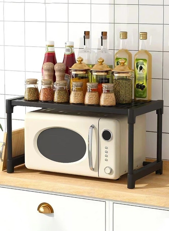 DUNISO Kitchen Storage Rack, Multifunctional Microwave rack,Countertop Rack Organizer with Non-Slip Feet, for Spices, Pots and Pans（Black） - Image 1